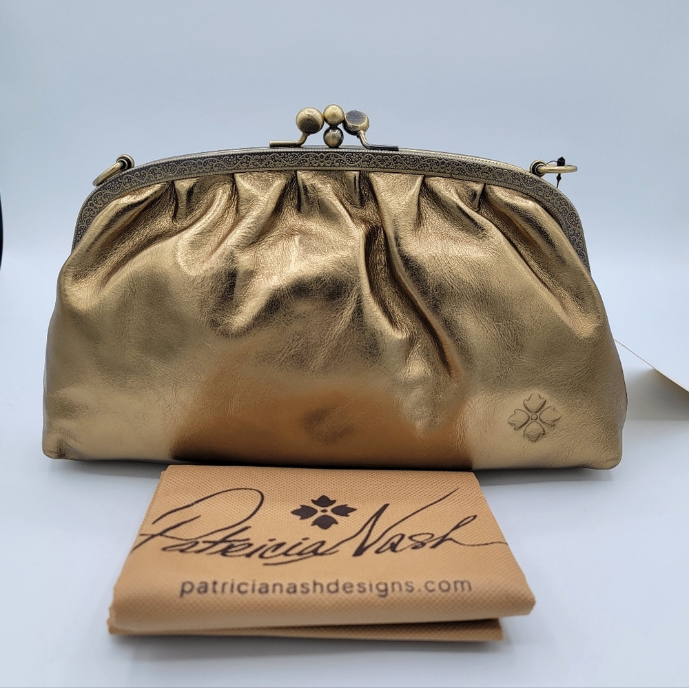 Patricia Nash Leather Frame Bag Dual Kisslock NEW #2843